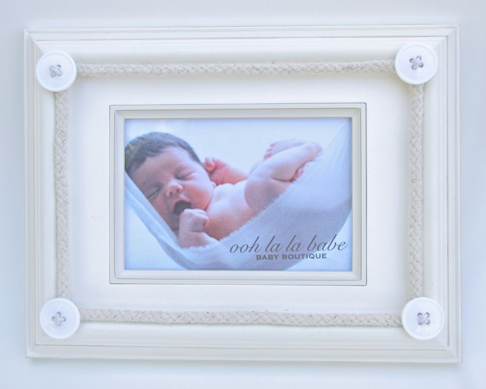 Ivory Buttons and Rope Frame ---READY TO SHIP---