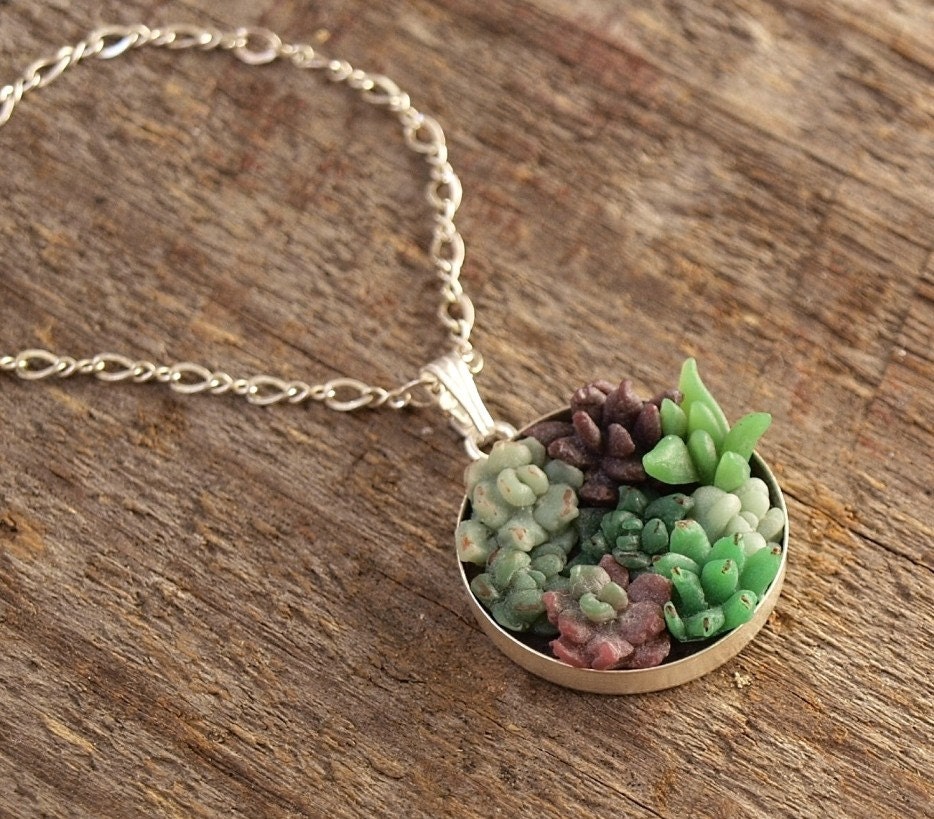 Tiny Succulent Garden Necklace