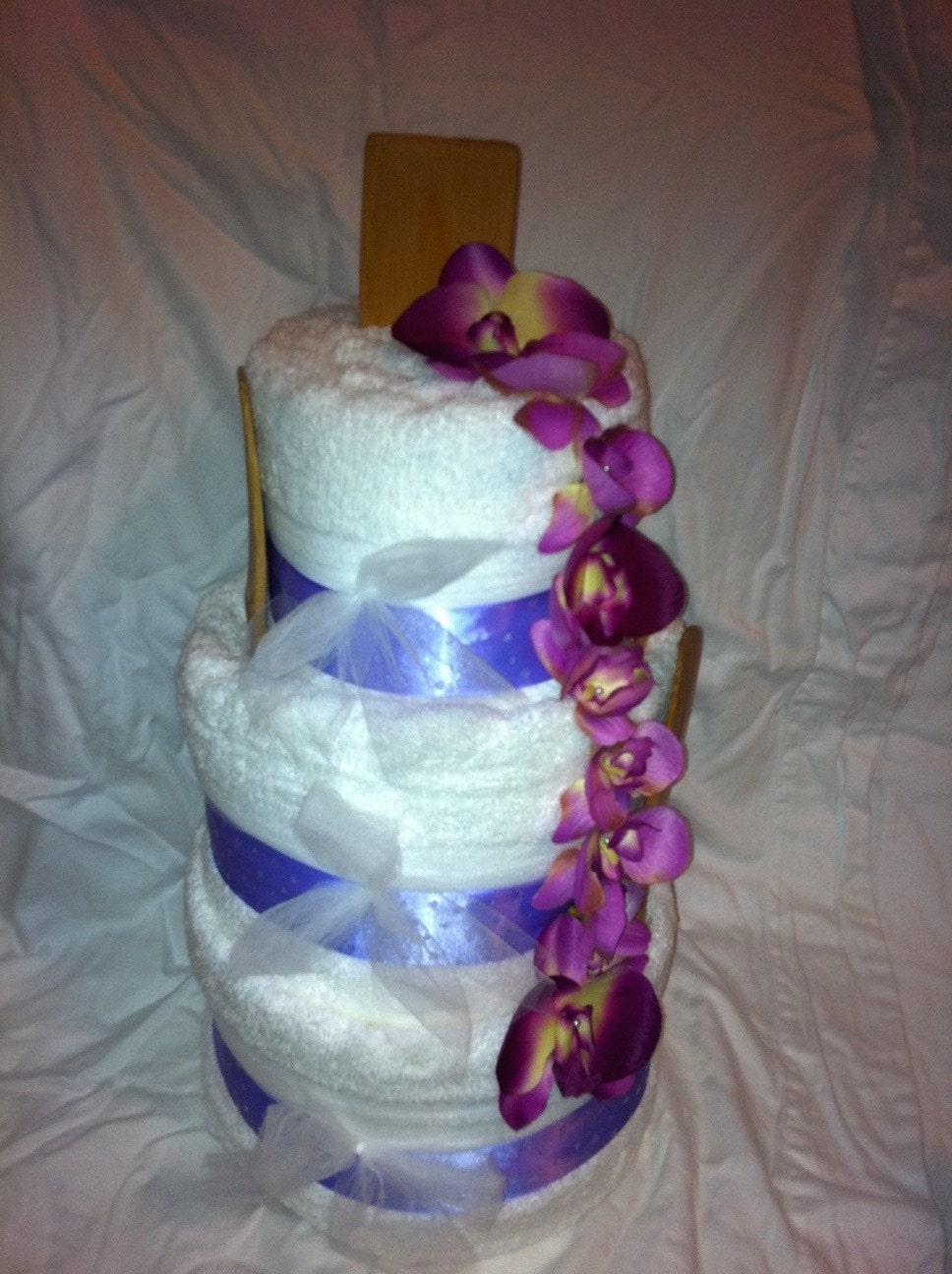 Wedding Towel Cake- Lavendar Orchids