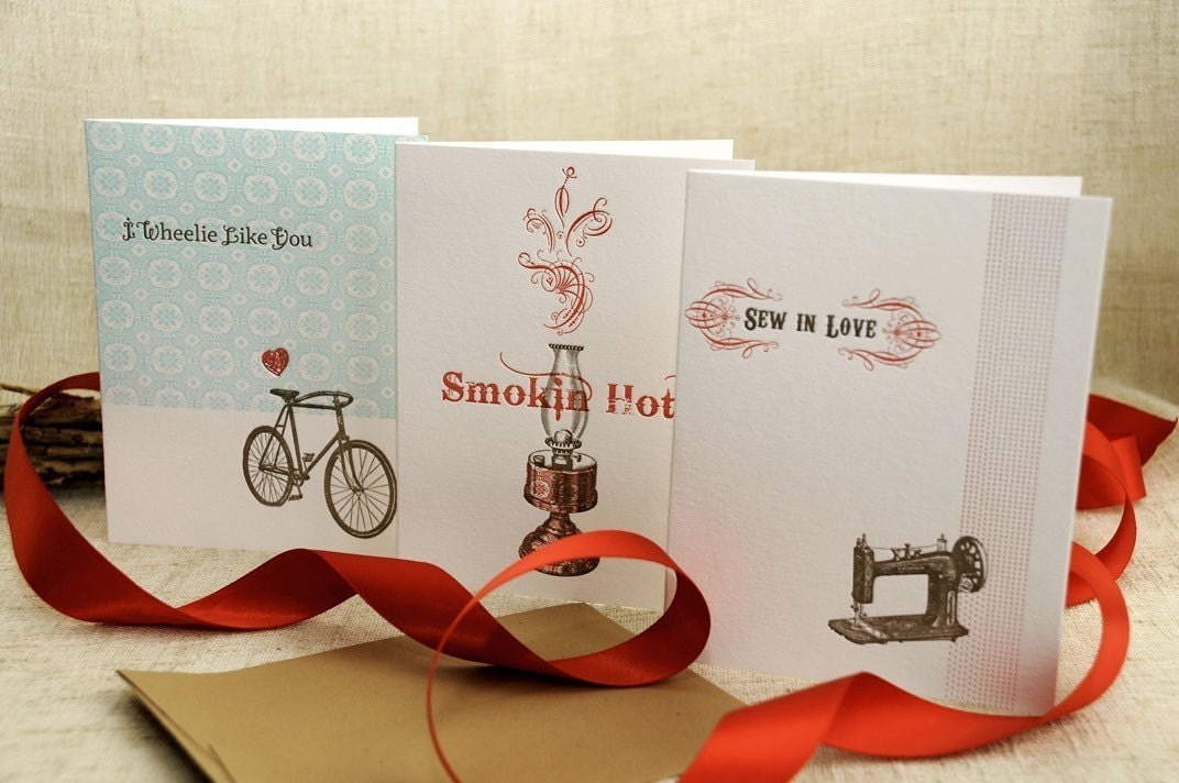 Set of 3 Letterpress Valentines
