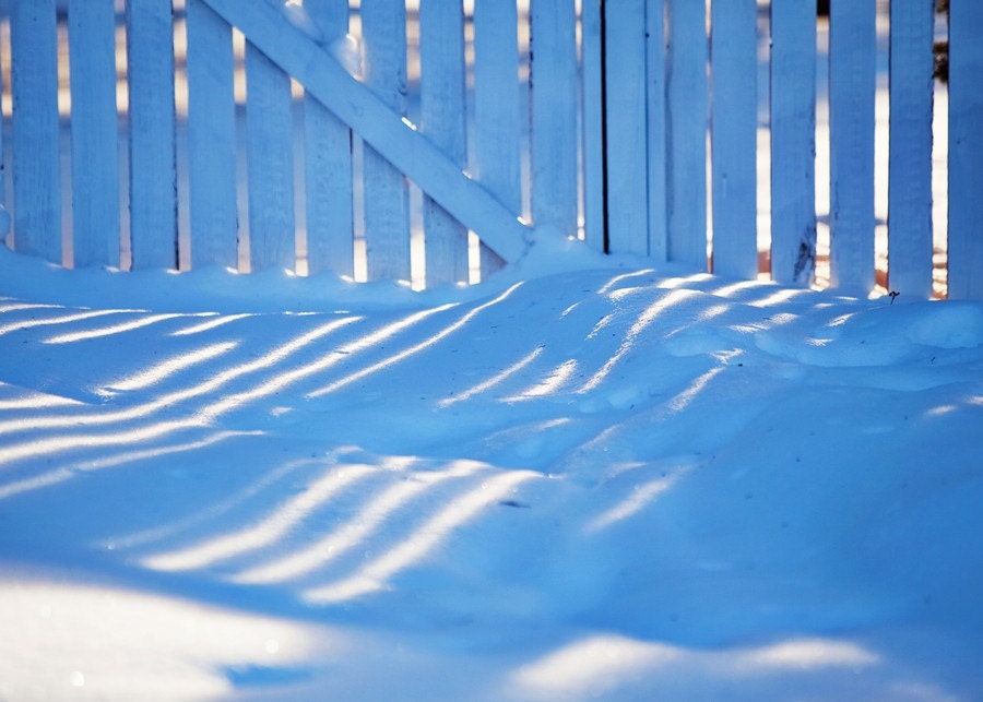 white picket snow fence 5x7 fine art photography