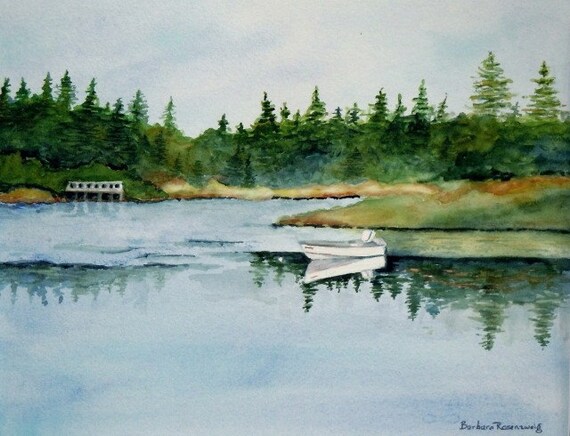 Lake Landscape Art: Birch Trees Limited Ed Watercolor Print 11x14 Etsy