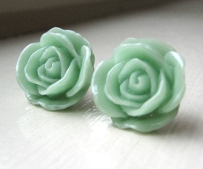 Mint Rosebud Earrings