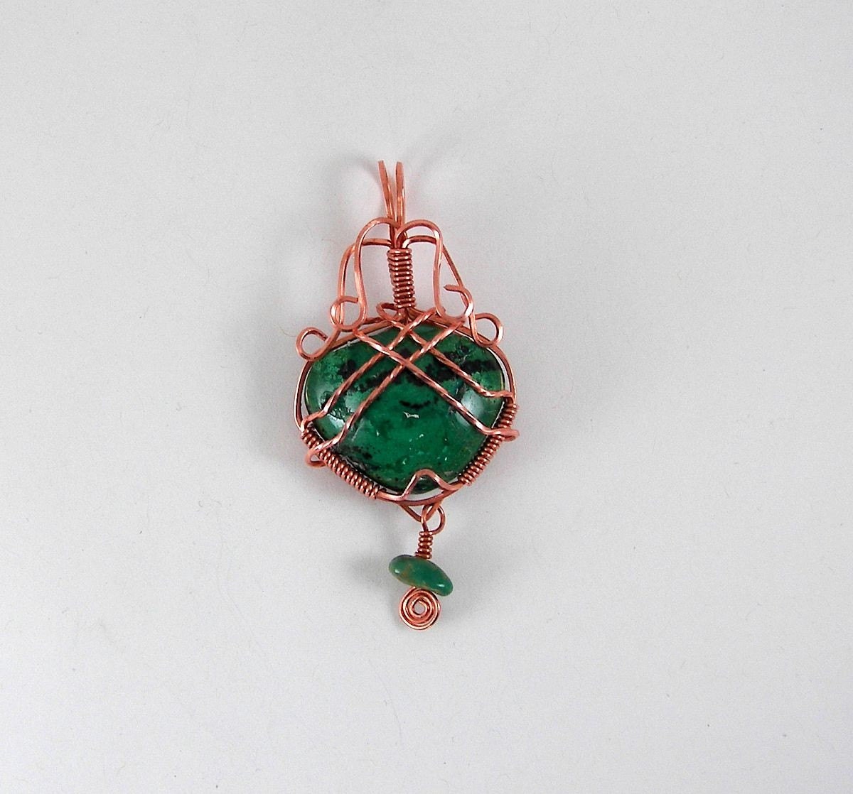 RESERVED - Copper Wire Wrapped Turquoise Pendant