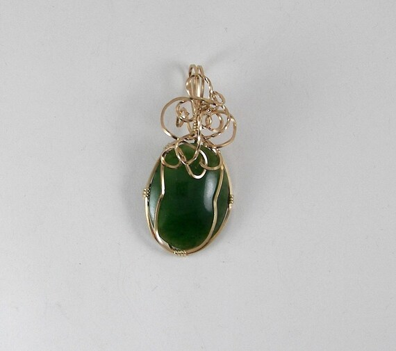 RESERVED - Gold Wire Wrapped Jade Pendant