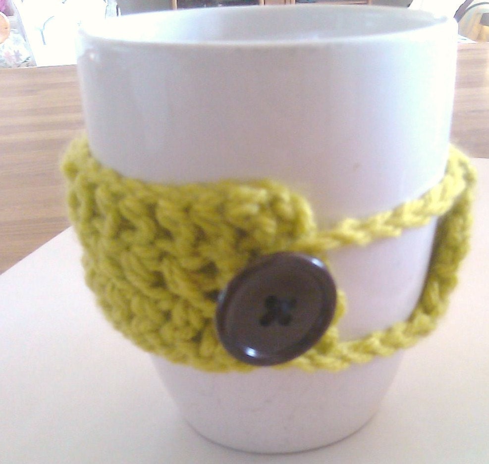 Crochet Coffee Cup Mug Cozy in Grass FREE SHIPPING USA