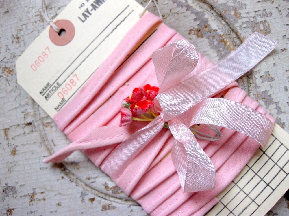 Vintage Pink Cotton Piping on Vintage Layaway Tag