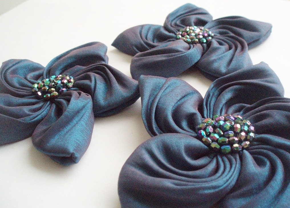 Teal Flowers Handmade Appliques Embellishments3 by BizimSupplies wedding