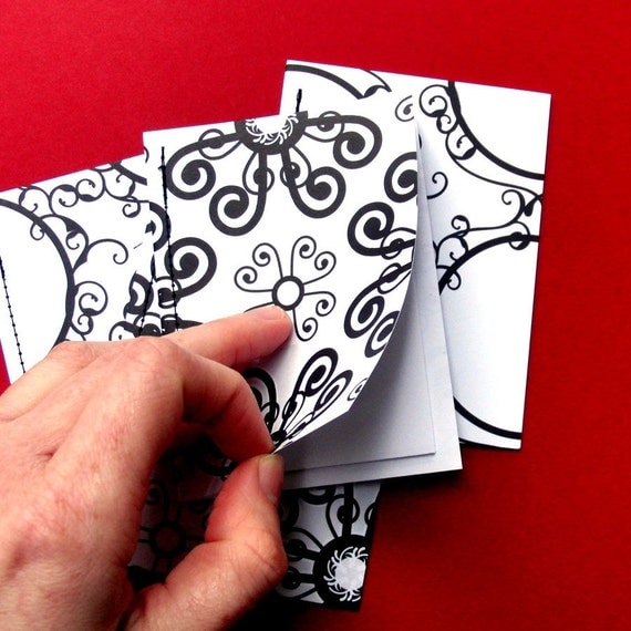 PIF Black and White Swirls Notebook Set of 4