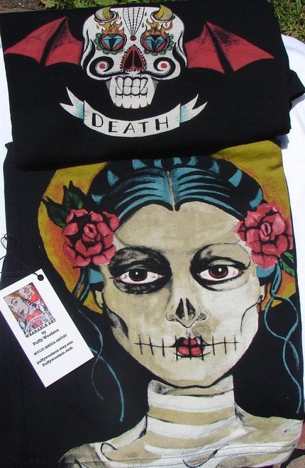 day of the dead art women. day of the dead girl women#39;s med large shirt. From PuffyWoodson