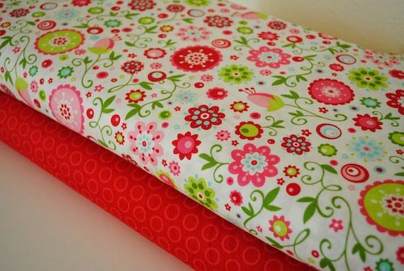 Quite Contrary White and Red Cheery Dots by Riley Blake 1 yard set of 2