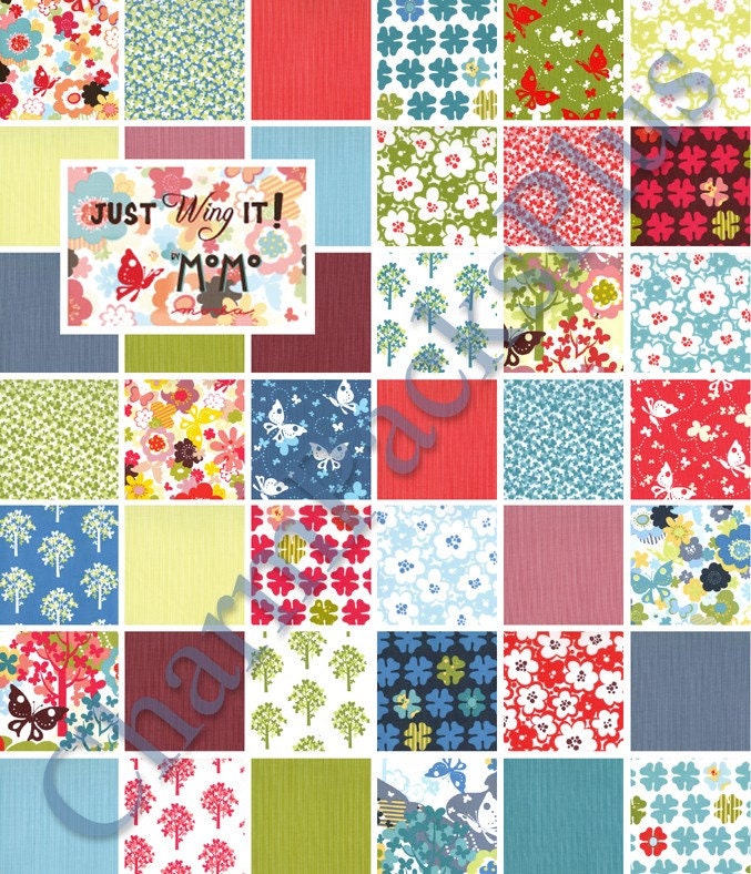 NEW - Just Wing It - Moda Charm Pack - Quilt Fabric Squares