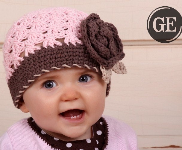 CROCHET PATTERN Crossed Cluster Beanie with Rose (5 Sizes Included: Newborn to Ladies) Permission to sell all finished items