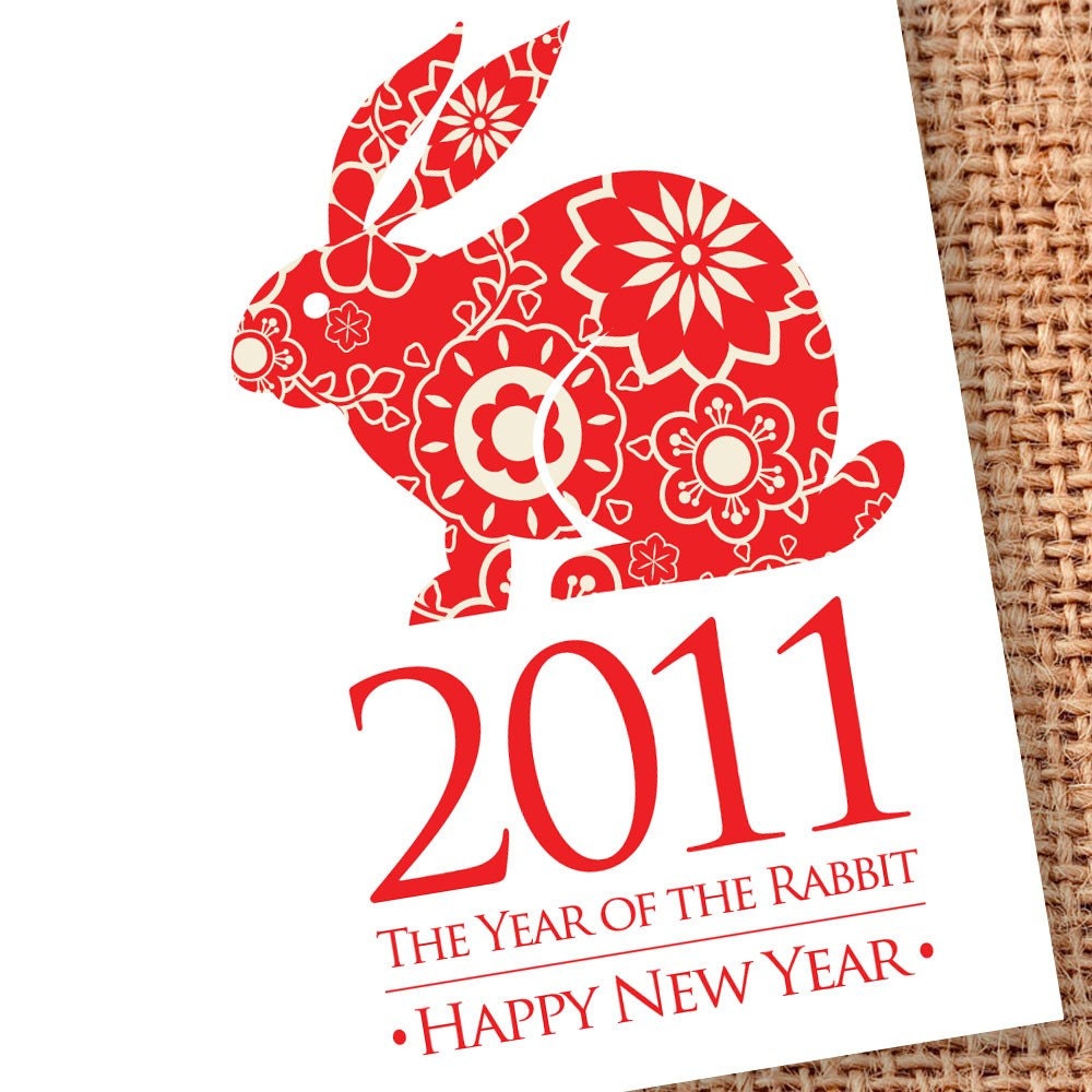 Year of the Rabbit 2011 Happy New Year Cards-Set of 8 by Eden Creative 