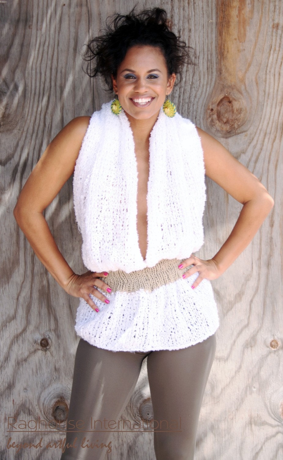 white knit top. Soft White Knit Halter Top by