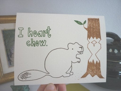 I Heart Chew - Gocco Valentine Card
