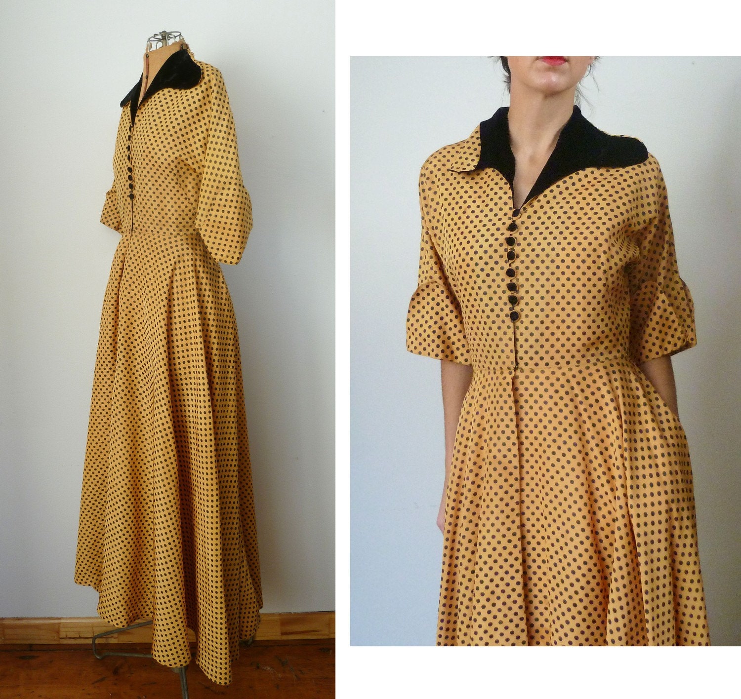 Vintage 50s POLKA DOT Gown