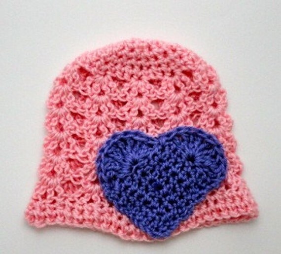 Hand Crocheted Valentine Baby Toddler Girl Warm Lace Heart Beanie Hat
