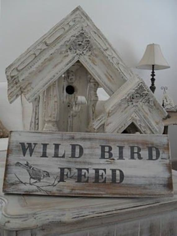 Hand Painted, Wild Bird Feed sign... With chain, Cottage Living