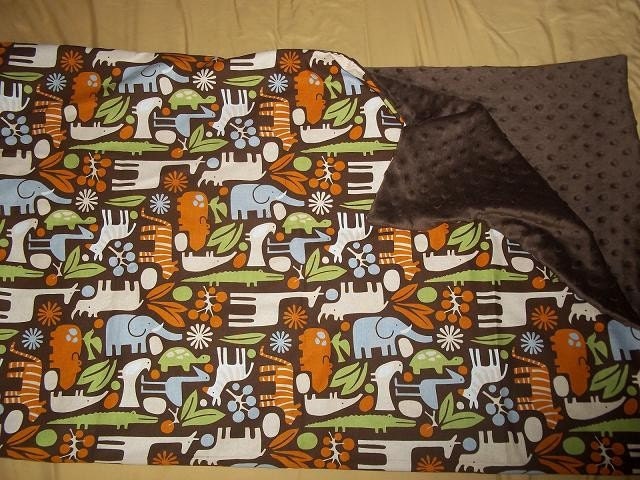 Ultra Soft and Stylish On The Go Blanket Minky Blanket with Brown 2D zoo Size 42" by 35"