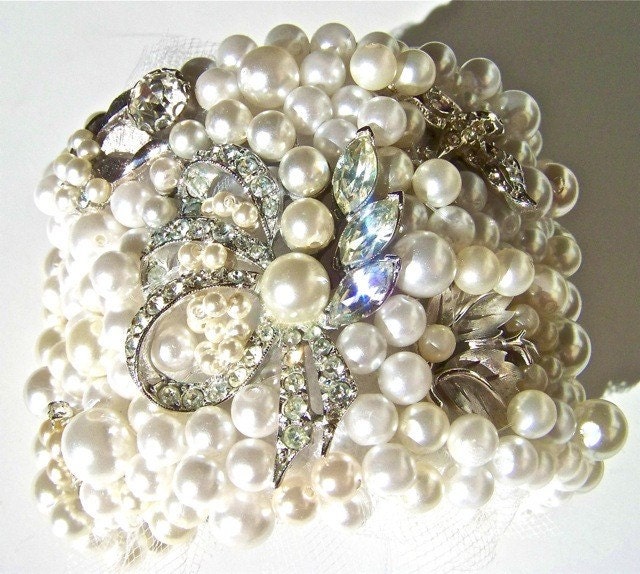 Bracelet Vintage Bridal Jewelry One of a by dabchickvintagegems pearls 