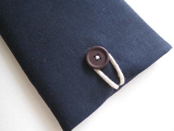 Kindle or Custom eReader Sleeve Case Padded Cover - Blue Linen