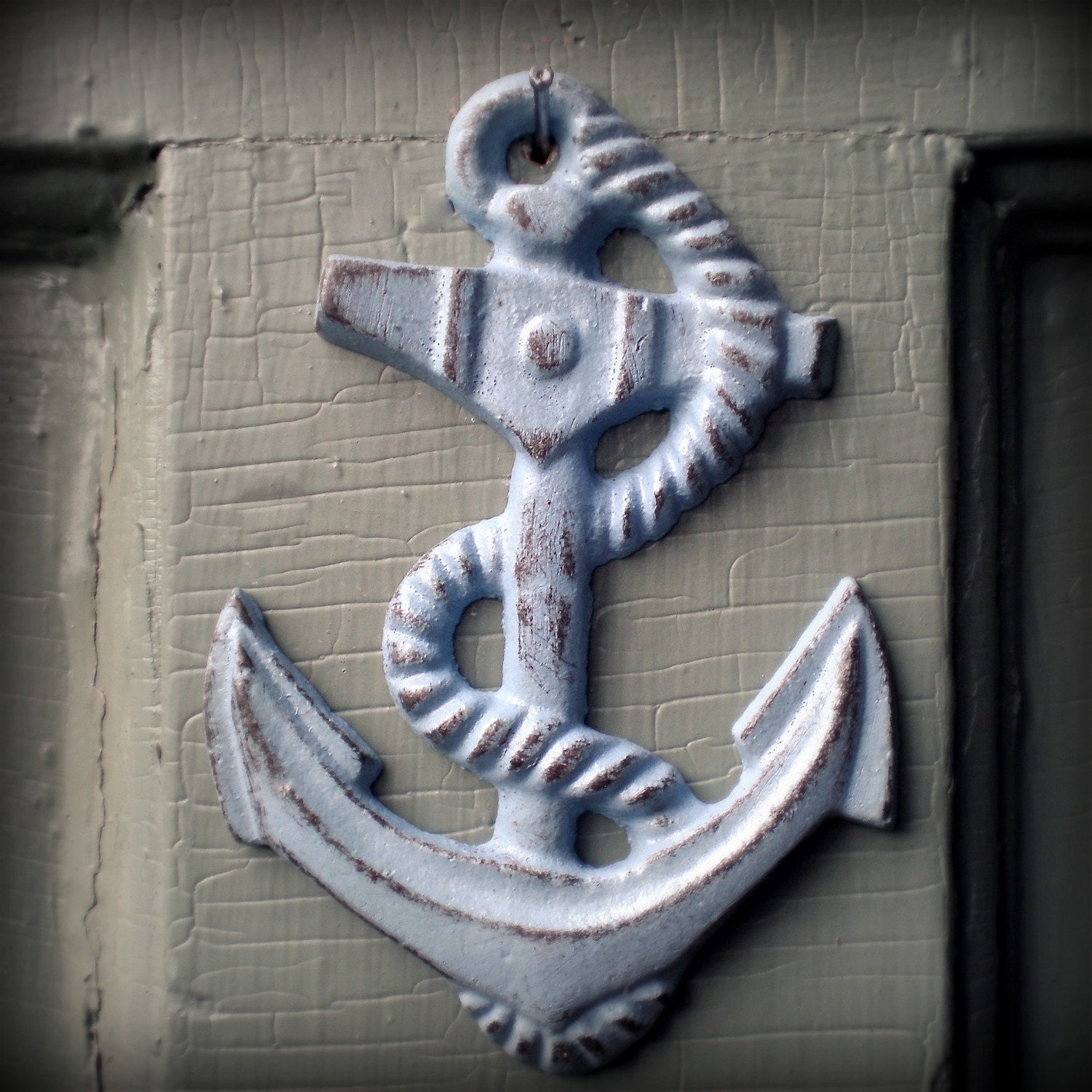 cast iron anchor wall decor, blue Featured on Apartment Therapy