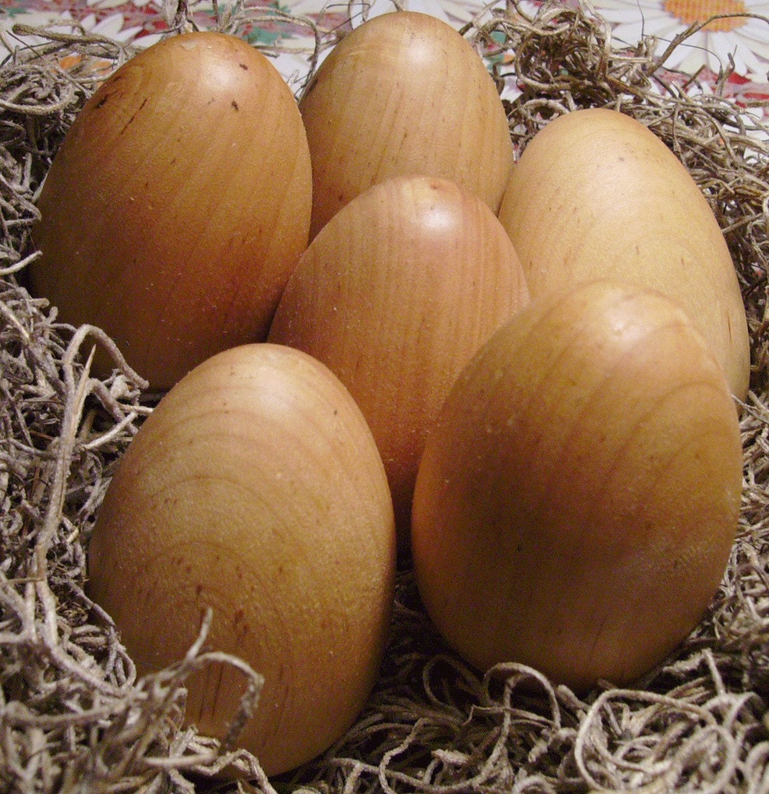 6 Natural Wood Eggs - Play Food - Pretend Play