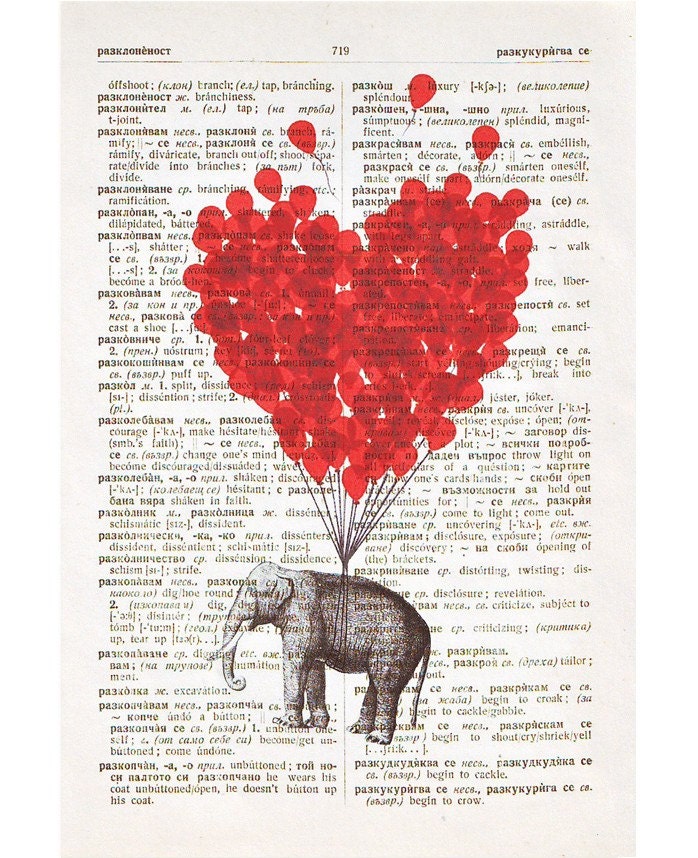 ORIGINAL Vintage DICTIONARY Art Print -LOVE Carries All - Free Shipping Worldwide