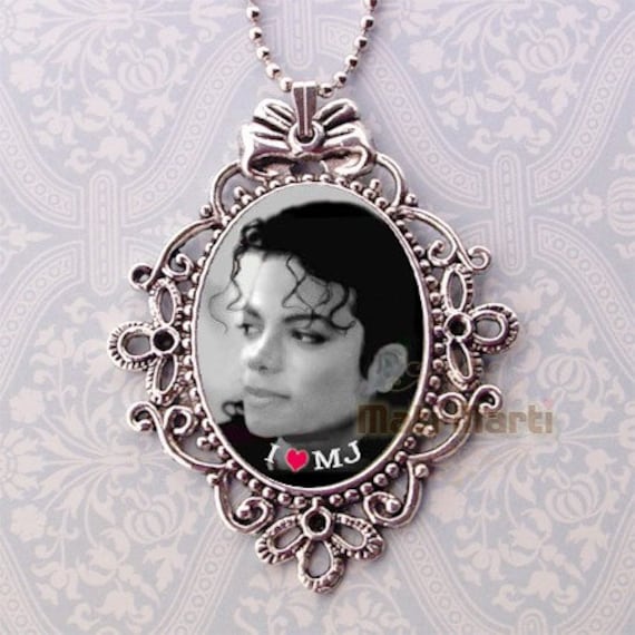 MJ Michael Jackson Memorial Photo Image Pendant Chain Necklace Large