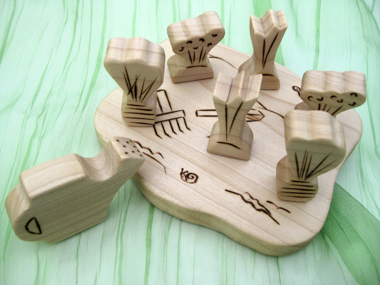 Gardening Play Set - Handmade Wooden Toy --- Made to Order