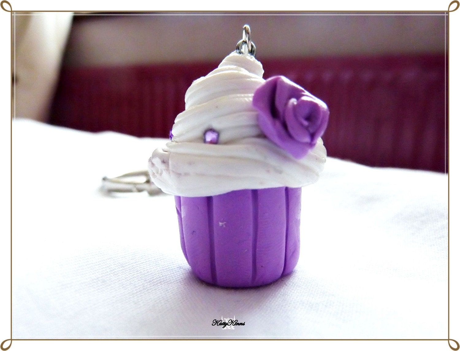 purple cupcake keychain
