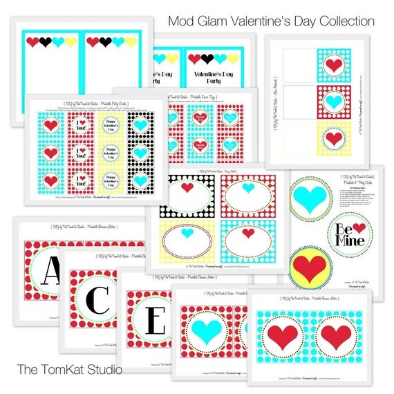 Printable Party Collection - Mod Glam Valentine's Day - The TomKat Studio