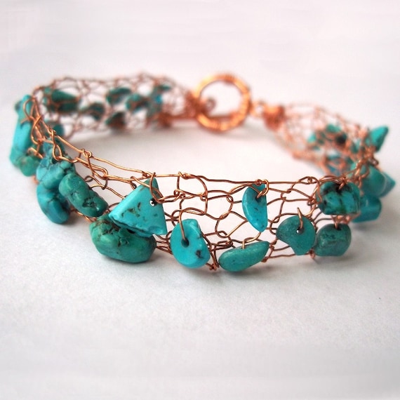 Copper Bracelet - Turquoise - Free Shipping