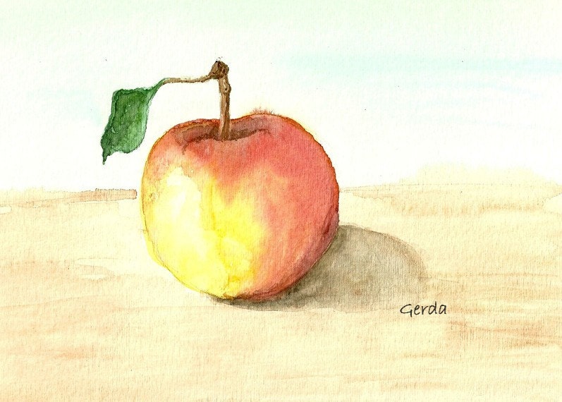 Apple watercolor print