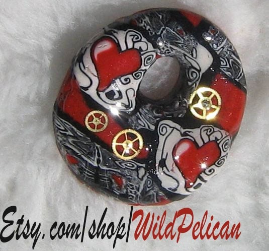 Steampunk Tattoo Heart Valentine Bead Focal Kebeads By Wildpelican