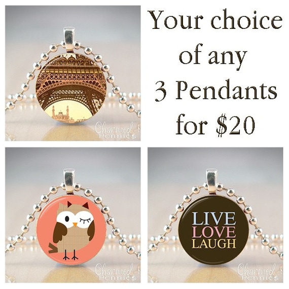 Your Choice of any 3 charmed penny pendants
