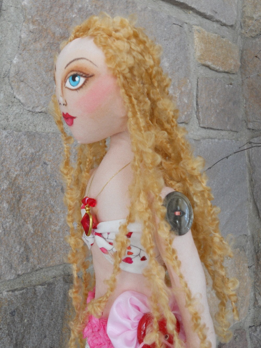 Original Blond Romantic Mermaid Art Doll ADO EbSq MhA OOAK