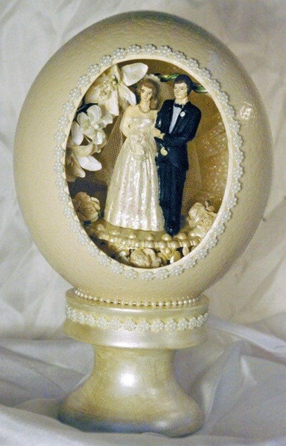 Wedding Cake Topper Ostrich Egg Vintage Inspired