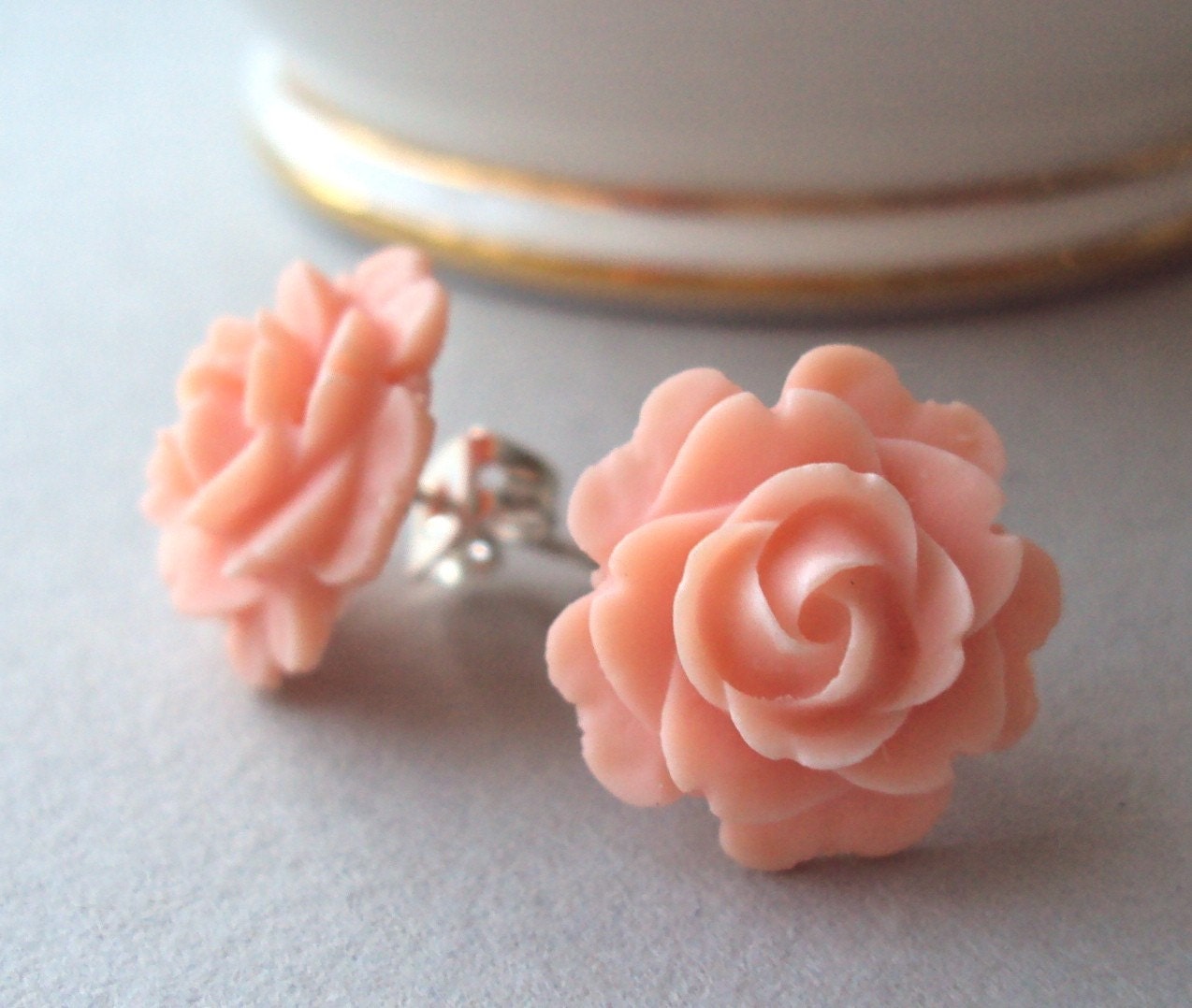 Peach Rose stud earrings