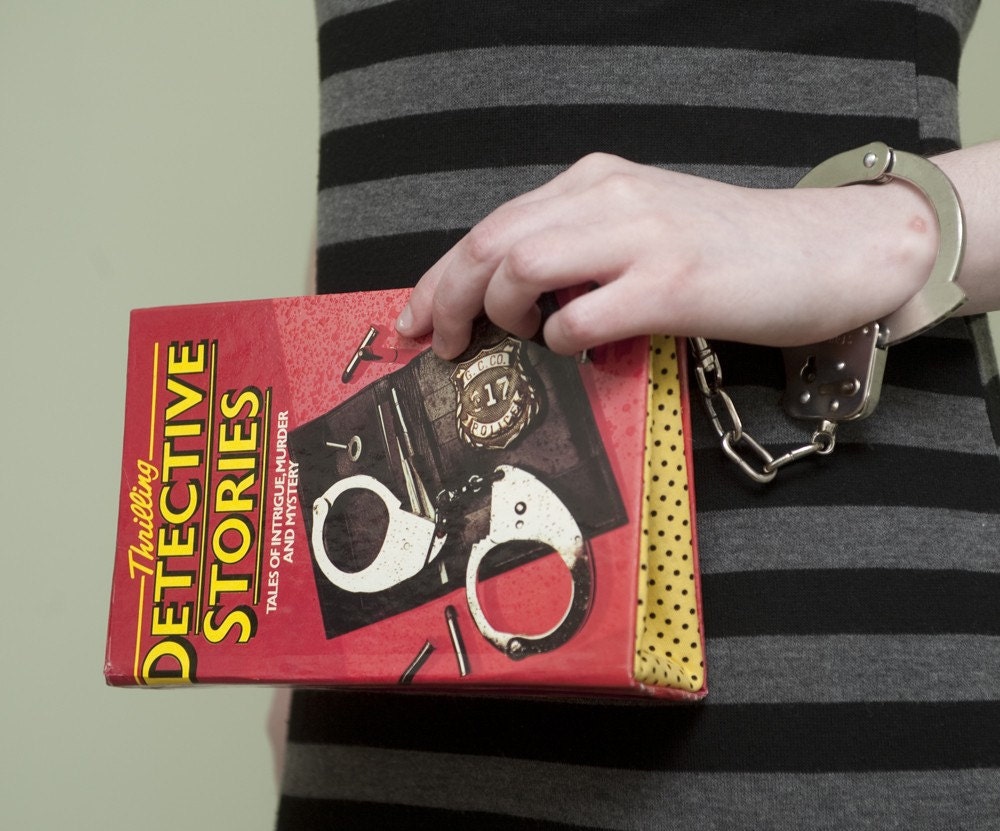 Detective Stories Book Clutch with Handcuff