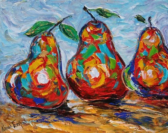 Karen Tarlton Original Oil Painting Trio of Pears art