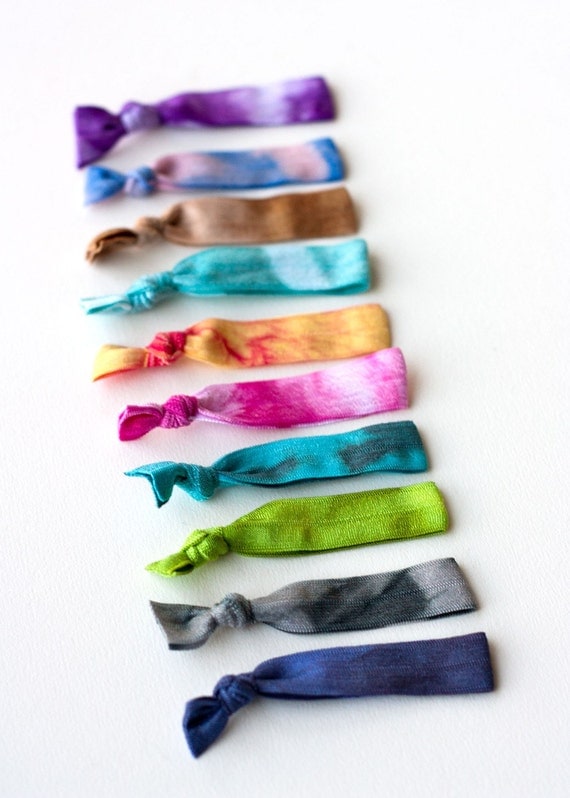 10 Assorted Mini Tie Dye Hair Ties that Double as Bracelets by Mane Message on Etsy