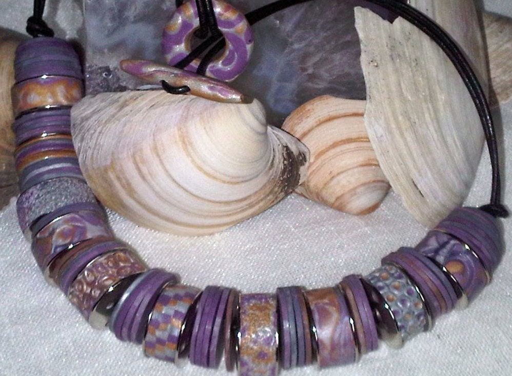 lilac, gold and silver necklace