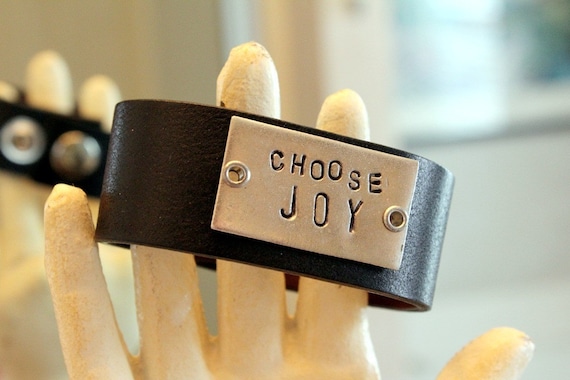 choose joy leather cuff