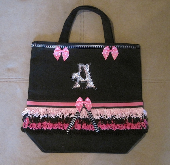 Personalized Pink Fringe Skirt Tote