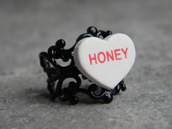 Conversation Hearts "Honey" Valentine Ring
