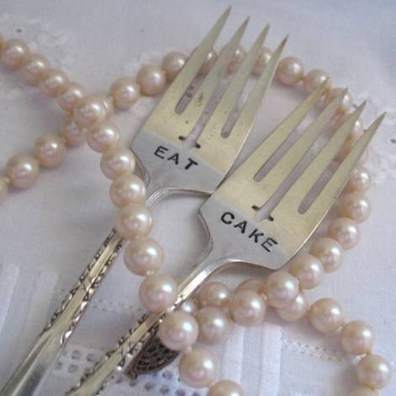 Vintage Silverware Silver Plated Wedding Dessert Forks Eat Cake Bride Groom Mr Mrs