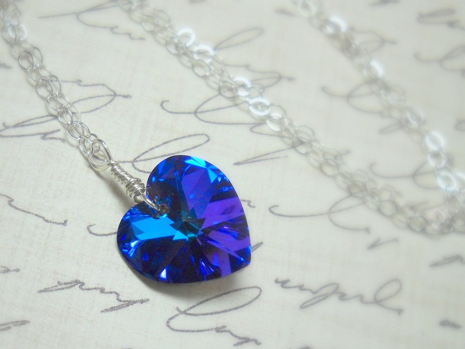 Roses are Red - Violets are Blue -  Swarovski Crystal Sterling Silver Necklace - Be My Valentine