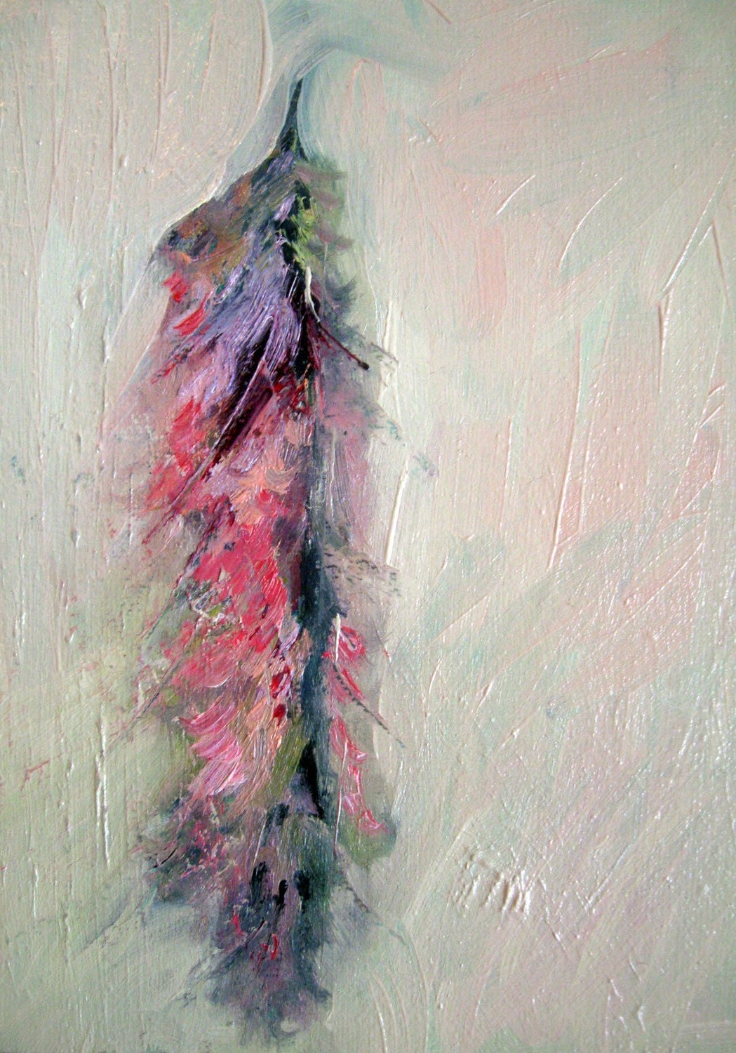 PINK FEATHER byBrooke Wandall original oil painting on canvas board